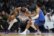 Karl-Anthony Towns during the Mavs vs Timberwolves preseason game in Abu Dhabi
